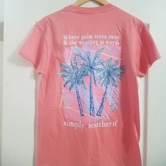Palm Cocktail “Where the Palm Trees Sway” Shirt Simply Southern NWT Last 1! - Picture 1 of 3
